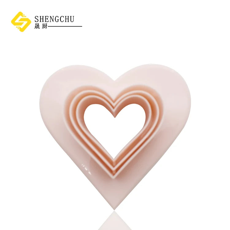 Food Grade PP Biscuit Heart Cookie Mold Durable for Kid's DIY Heart Shape Cookie/Fondant/Sandwiches/Fruit Safety Baking Set