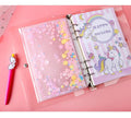A6 Glitter Sequins PVC Loose Leaf File Bag With Zipper Document File Folder Bag Clear Plastic Envelope Planner Pink Zipper Pouch