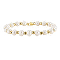 RINNTIN NMB03 Fashion Jewelry 14K Gold Plated Beads Natural FreshWater Pearl Bracelet for Men