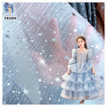 YX330 Fashion Silver Foil Print Crinkle Organza Fabric for Accessories Toy Fabric Scarf Dress Fabric Ready-made Samples