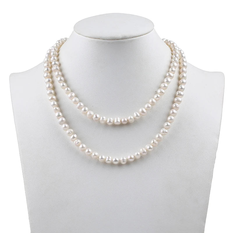 Zhuji Hot Sale Natural White 7-8mm Potato Pearl Freshwater Necklace