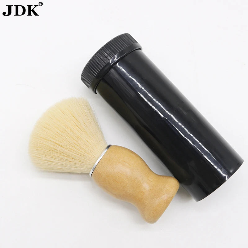 JDK 1PC Wholesale Bamboo Wood Beard Brush Synthetic Hair Knot Foaming Brush