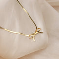 Chris April Vintage Stainless Steel PVD Herringbone Bowknot Snake Chain Necklace