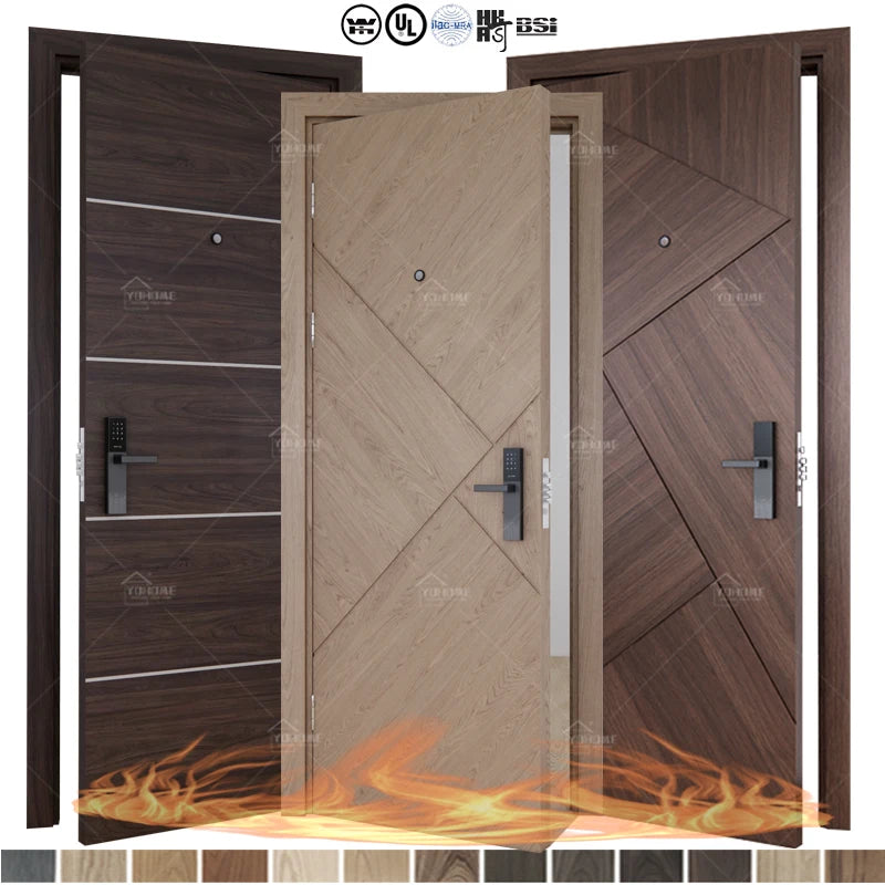 China Top Manufacturer Custom Pas 24 Fire Rated Door UK Standards Oak or Walnut Fire Rated Door Hotel Rate Fire Slab Door