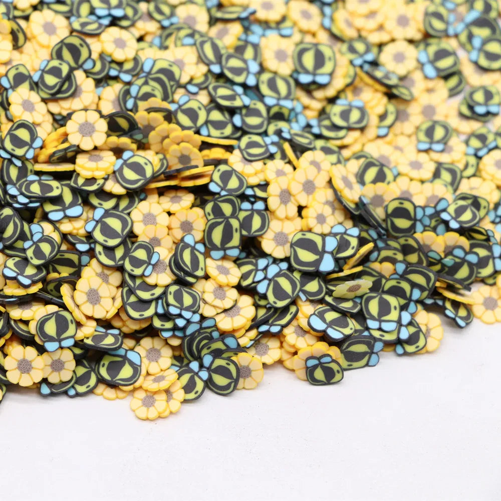 Hot Selling Yellow Flower Bee Polymer Clay Slice Sprinkles Hot Soft Clay Confetti for Slime Filling Nail Art DIY Decoration