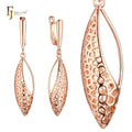FJ Fallon Fashion Jewelry Half Filigree Leaves Clip-On Earrings Plated in 585 Rose Gold Brass Based