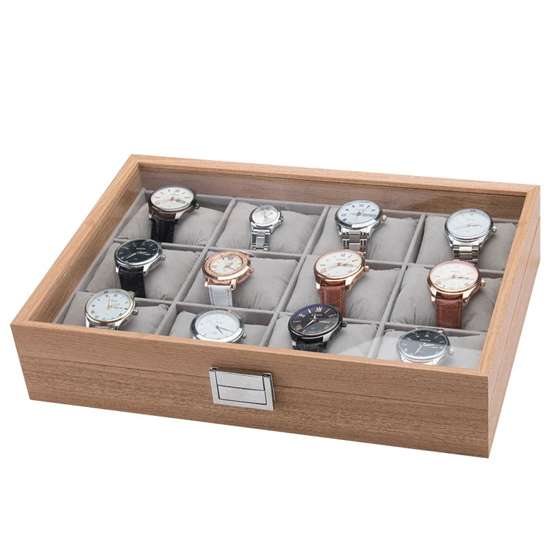 FADELI 12 Slot Wooden Watch Box Luxury Packaging Storage Jewelry Organizer Watch Travel case Box Watch Boxes & Cases