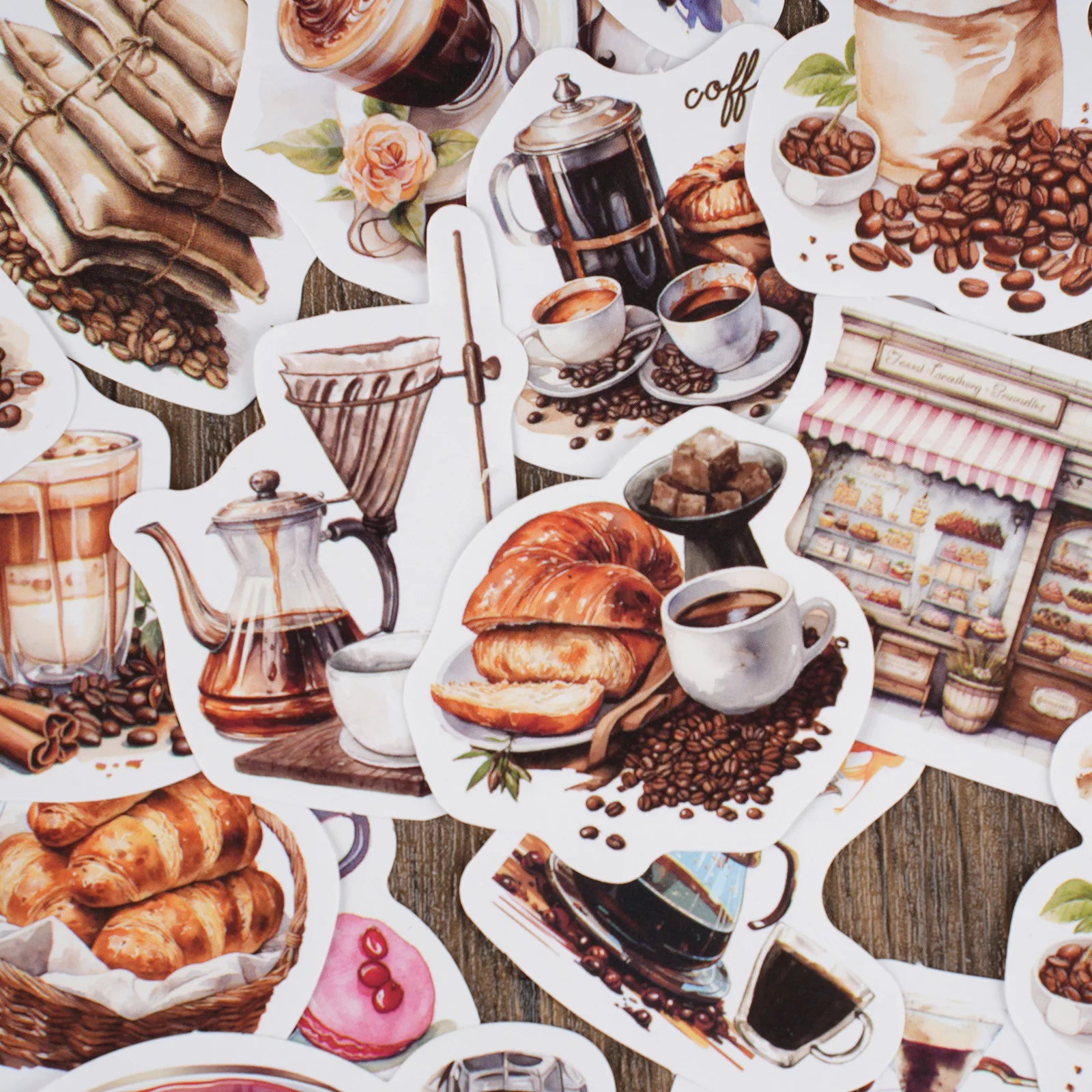 30pcs/box Stickers Peninsula Cafe Coffee Theme Handbook DIY Stickers