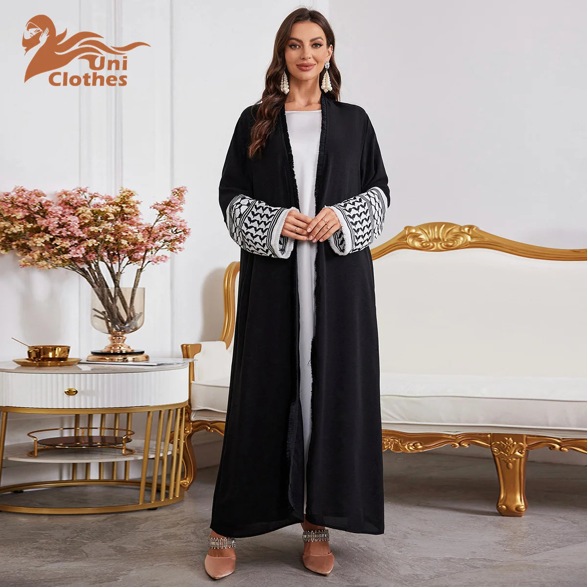 Wholesale Women Abaya Dresses Embroidery Plus Size New Design Burqa Coat Abaya Kimono Open Abaya for Muslim Women