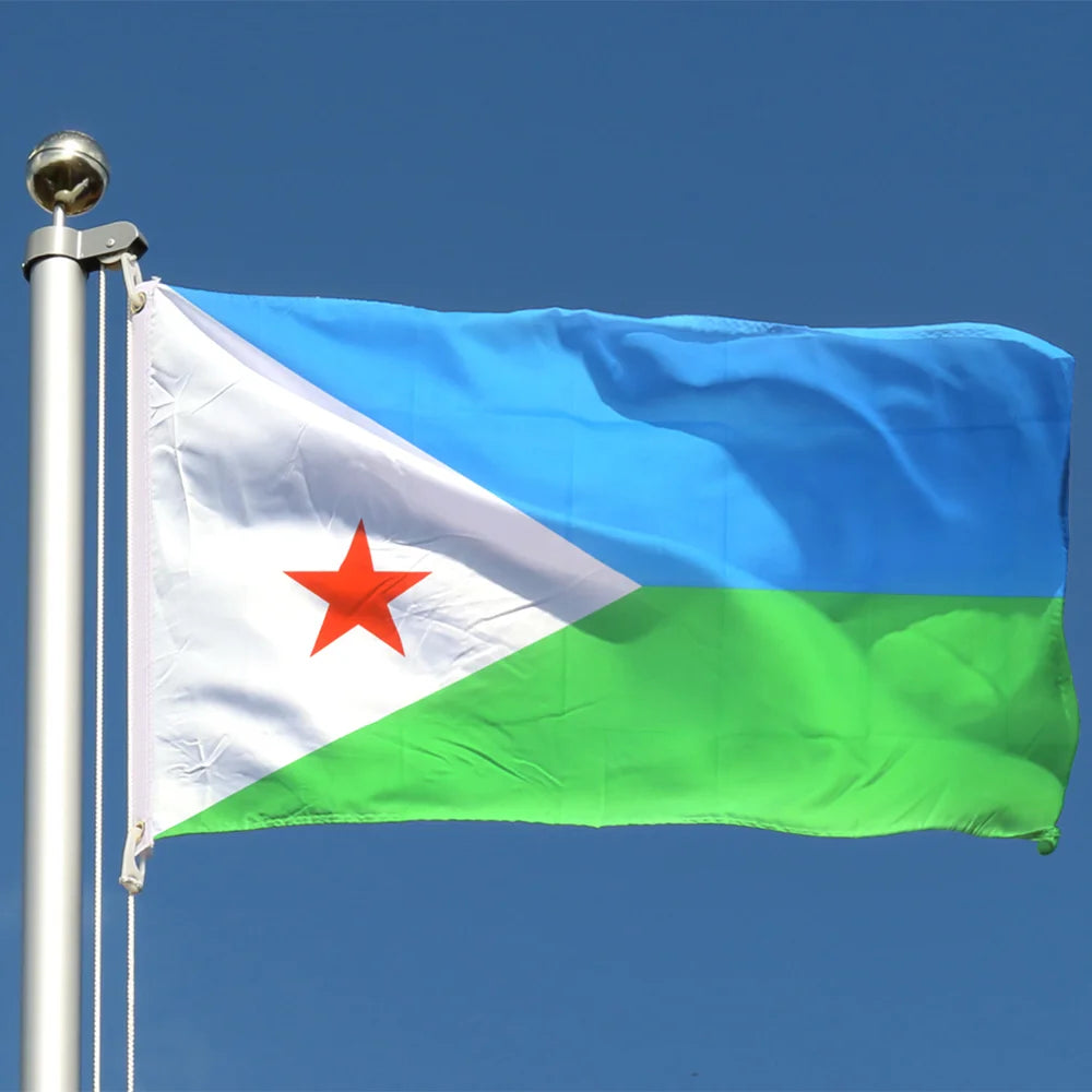 Wholesale Fast Shipping Customized Logo 100% Polyester Flags 3x5ft the Republic of Djibouti All Country Flag
