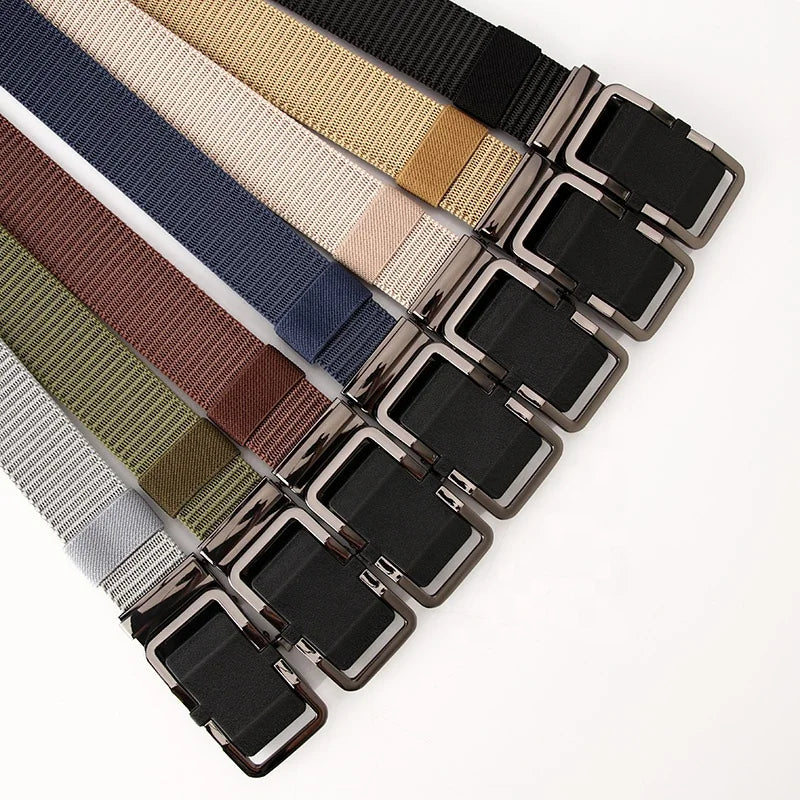 JULUN Custom Ratchet Belt Manufacture Woven Fabric Mens BeltsNylon Automatic Slide Buckle Multi Color Canvas Men Waist Belt
