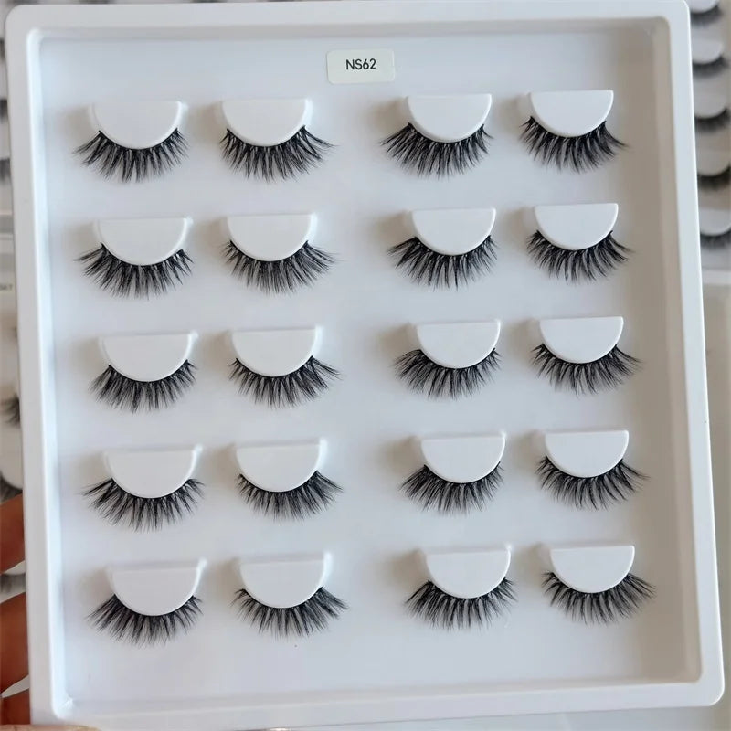 Super Soft Wispy Synthetic Hair Faux Mink False Eyelashes with Super Fine Invisible Band Cruelty-Free Handmade Eyelashes