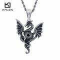 KALEN Punk Stainless Steel Flying Dragon Pendant for Men