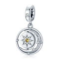 925 Sterling Silver Shining Moon Star Charm Pendant Yellow Zircon Gold Flexible Charm for Women's Original Bracelet DIY BSC477