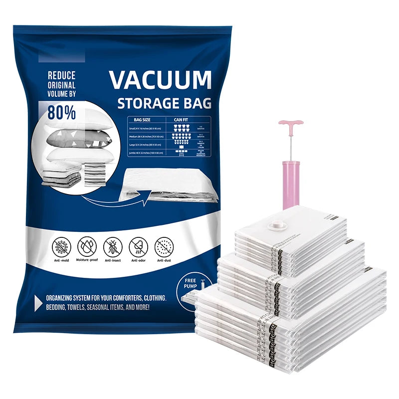 Space Saver Plastic Vacuum  Storage Bag for Clothing With Pump