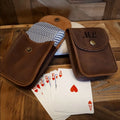 Genuine Leather Playing Card Holder Carrying Case Travel Poker Cards Holder Sleeve Custom Deck of Cards Holder