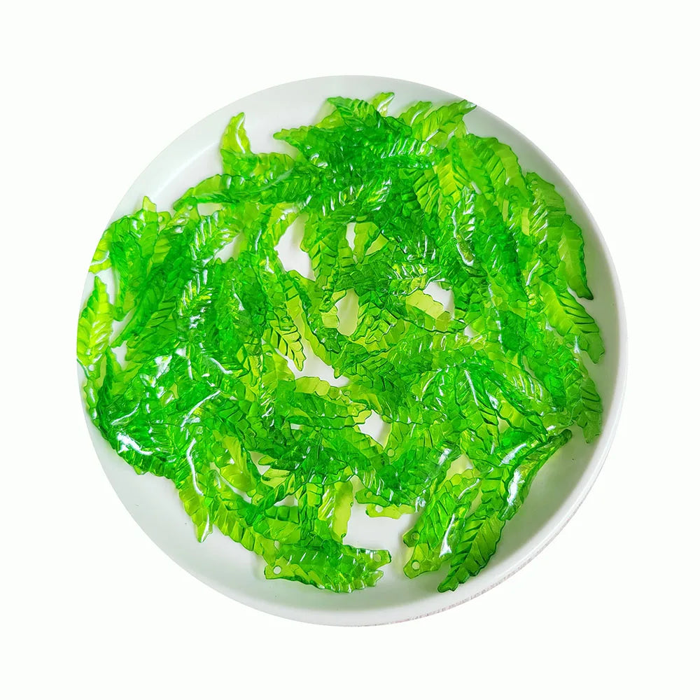 Hot Selling Miniature Green Leaf Acrylic Pendant Bead Key Chain Decoration Jewelry Making Acrylic Crafts