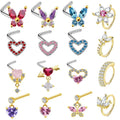 Gaby  New Sale Nose Piercing  Rabbit Nose Ring Stainless Steel butterfly Nose Studs Wholesale Body Piercing Jewelry