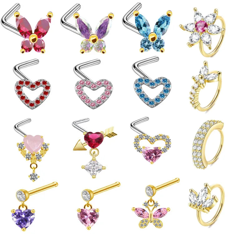 Gaby  New Sale Nose Piercing  Rabbit Nose Ring Stainless Steel butterfly Nose Studs Wholesale Body Piercing Jewelry