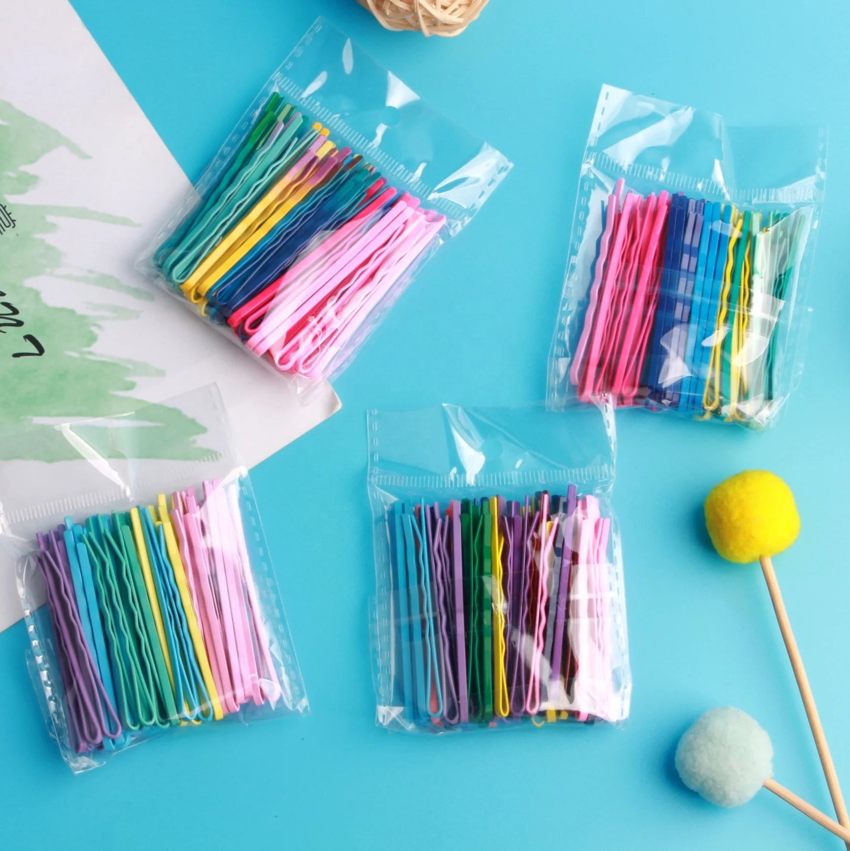 5.5cm Thick Cartoon Kids Hair Accessories Box Hairpins Women Hair Slide Clip Black Colorful Flat Bobby Pins U Shaped Hair Pins