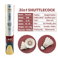 Factory Supply  3in1 Shuttlecock Hybrid Badminton Shuttlecocks with Fiber Cork Duck Feather Durable for Badminton Training