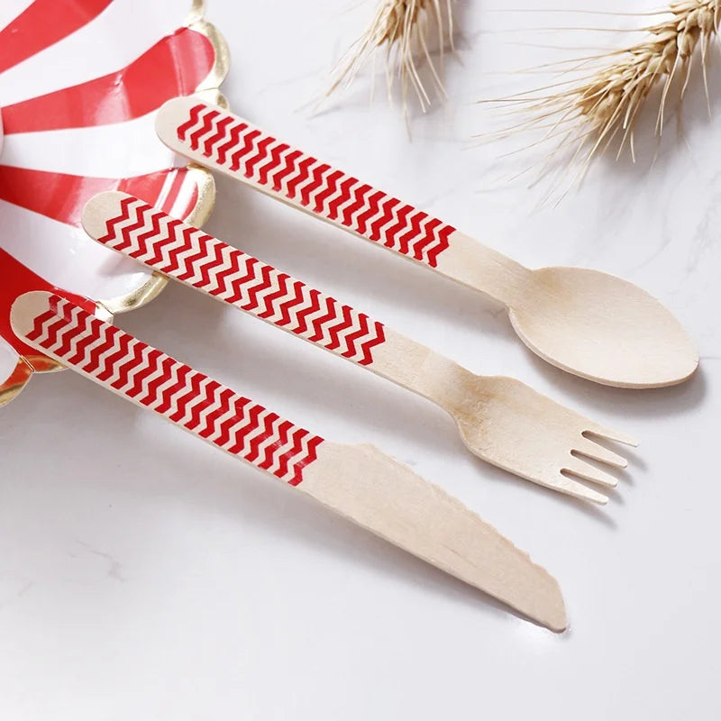 High Quality Disposable Eco-Friendly Biodegradable Wooden Cutlery Set Heat Resistant Spoon Fork for Camping Party and Ice Cream