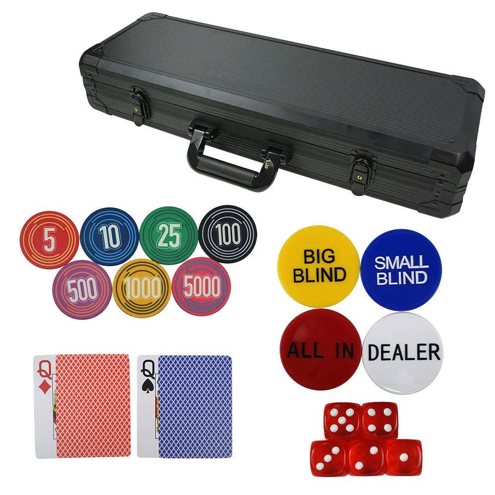 Wholesale Casino Poker Room Poker Chip Sets Luxury Custom 500 Pc 39mm Ceramic Chips Dealer Playing Cards in Black Case