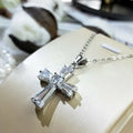 Huitan Fashion Dainty Refine Pendent Necklace White Zircon Filled Necklaces Cross Silver Necklace Women