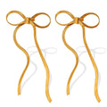 Cross Border Fashion Long Fringe Bow Earrings Titanium Steel Gold Plated Snake Chain Dangle Earrings