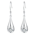 Eternal Love Heart Hollowout Teardrop 925 Sterling Silver Paw Print Dangle Drop Earrings for Women