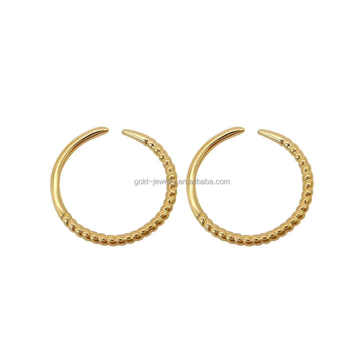 AU585 14K Pure Gold Earring Simple Gold Hoop Earrings Women Fine Jewelry Earrings