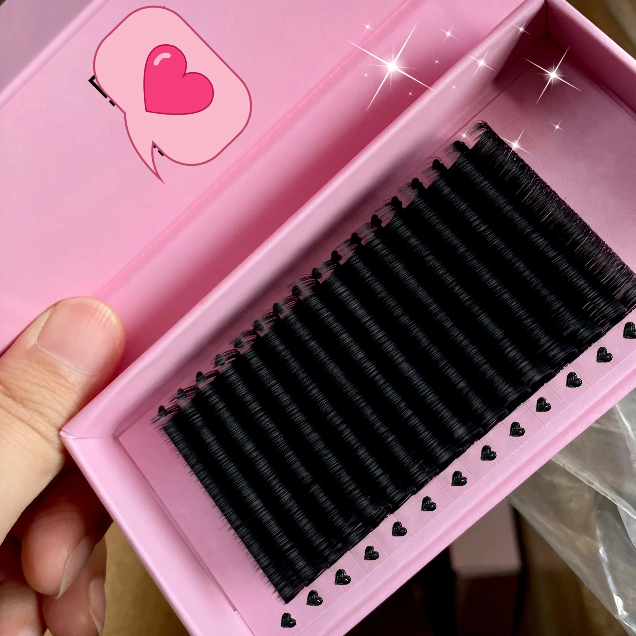Korea PBT Individual Mink Lash Tray Velvet Volume Fluffy Silk Lash Extensions Wholesale Matte Dark Black Lash Trays Cashmere