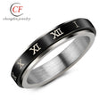 Classic Roman Numeral Men Rings Fashion Luxury Stainless Steel Frosted 6mm Width Finger Ring Men Jewelry Gift