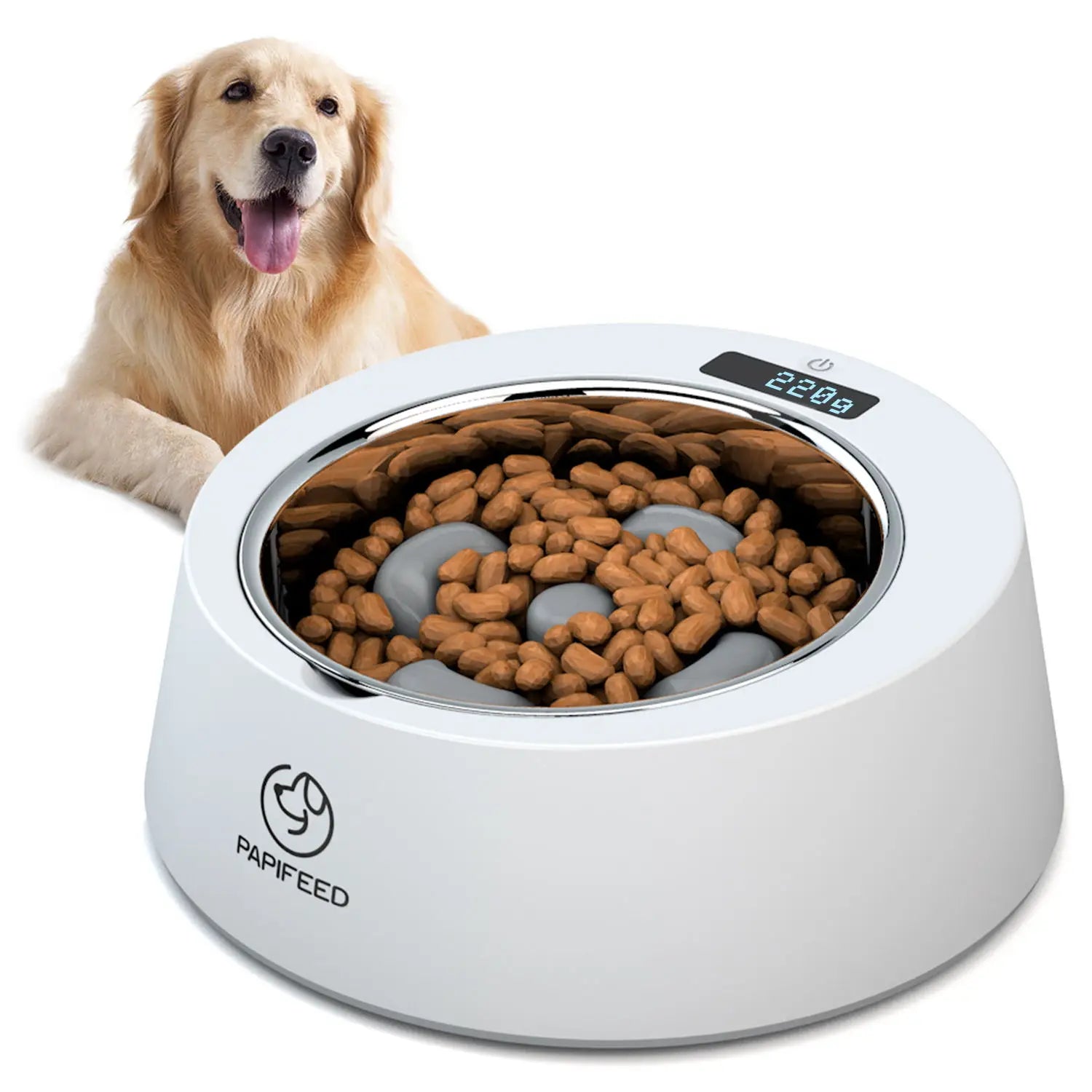 Smart Pet Dog Food Slow Feeder Food Stainless Steel Dog Bowl with Digital Weighing