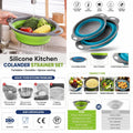 Custom Logo Easy Clean Silicone Colander Strainer Set OEM ODM Reusable Kitchen Drain Basket with Private Label Packaging
