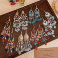 Fashion Bohemian Long Earrings for Women Fan-shaped Seed Bead Earrings