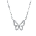 INS Fancy Pure 925 Sterling Silver Clavicle Chain Zircon Delicate Hollow Butterfly Shaped Pendant Necklace for Women Jewelry