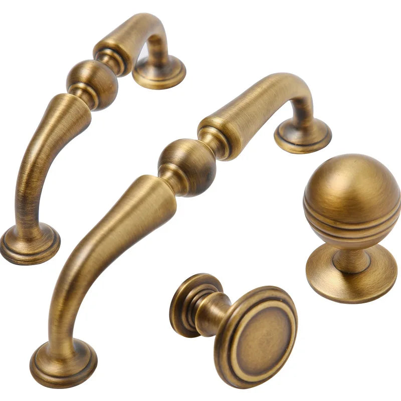 Solid Brass Minimalist Round European Retro Kitchen & Bathroom Cabinet & Drawer Pull Adjustable for Living Room Dining Use