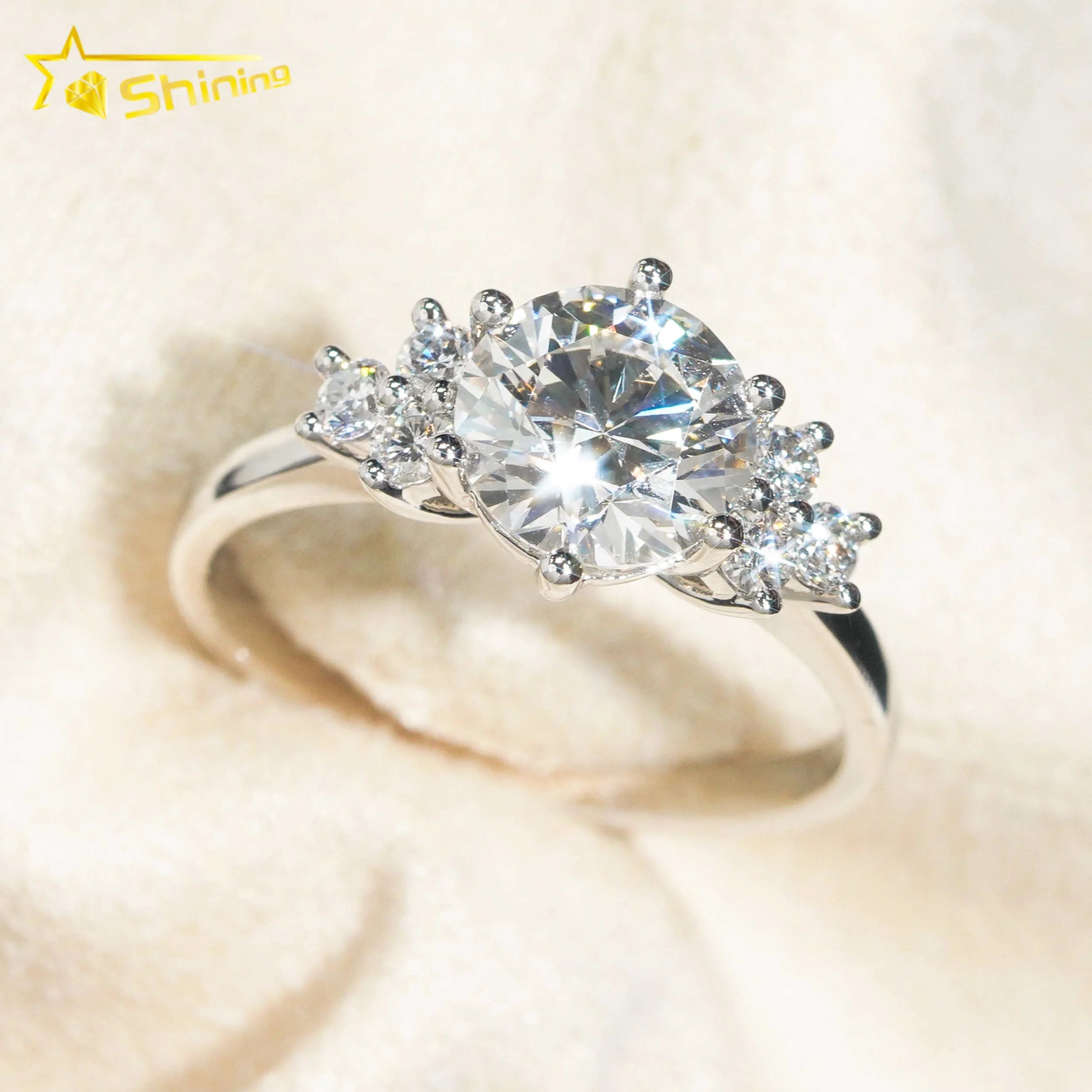 Fine Jewelry 18k Diamond Ring Round Shape Lab Grown Diamond Rings Band Engagement Ring Diamond CVD