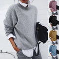 Plus Size Women Clothing Spring Fall Solid Color Pullover Sweater Women Knit Sweaters Sweatshirt