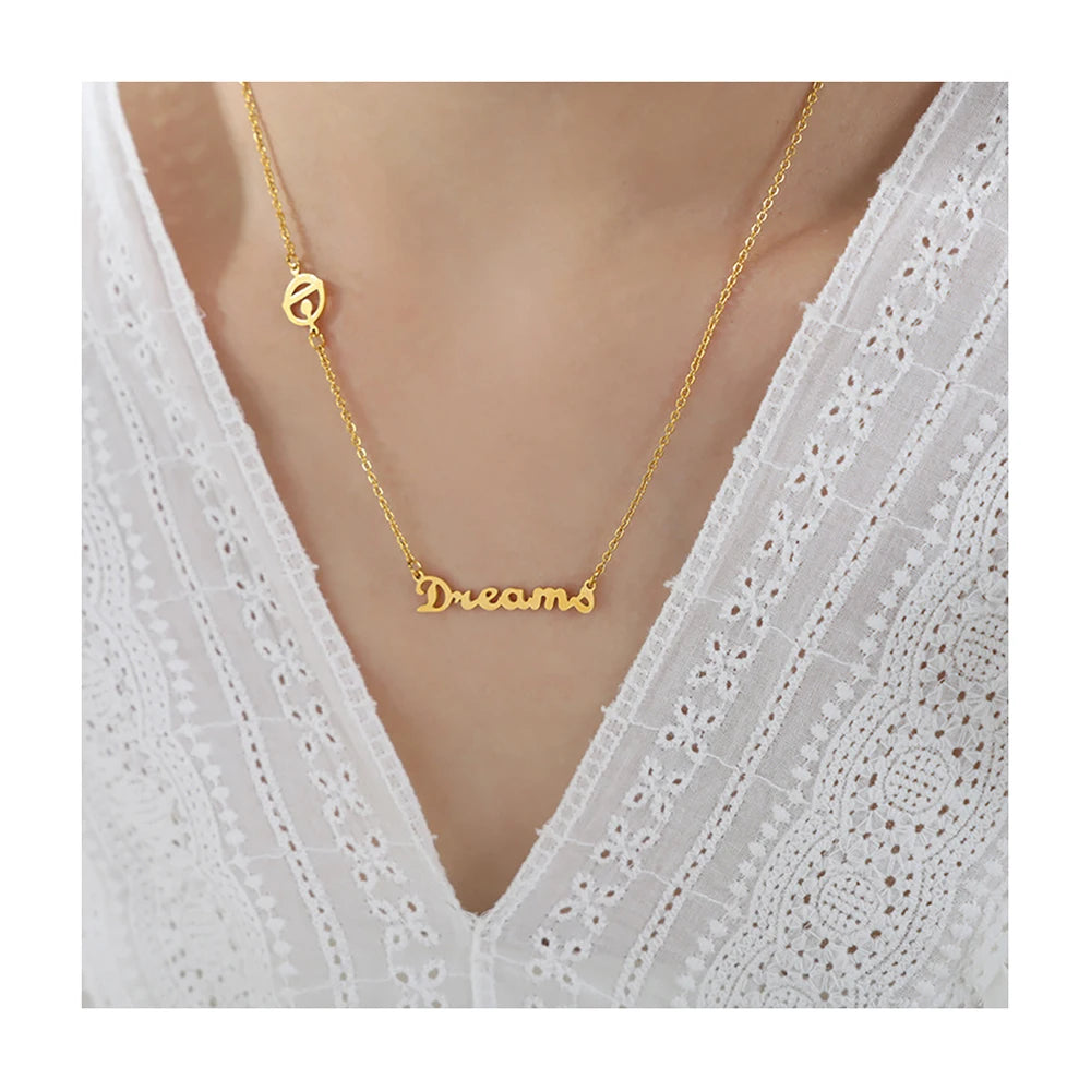 Niche French Baby English Letter Pendant Necklace Titanium Steel Jewelry Clavicle Chain for Female Sweet Girl Multi Designs