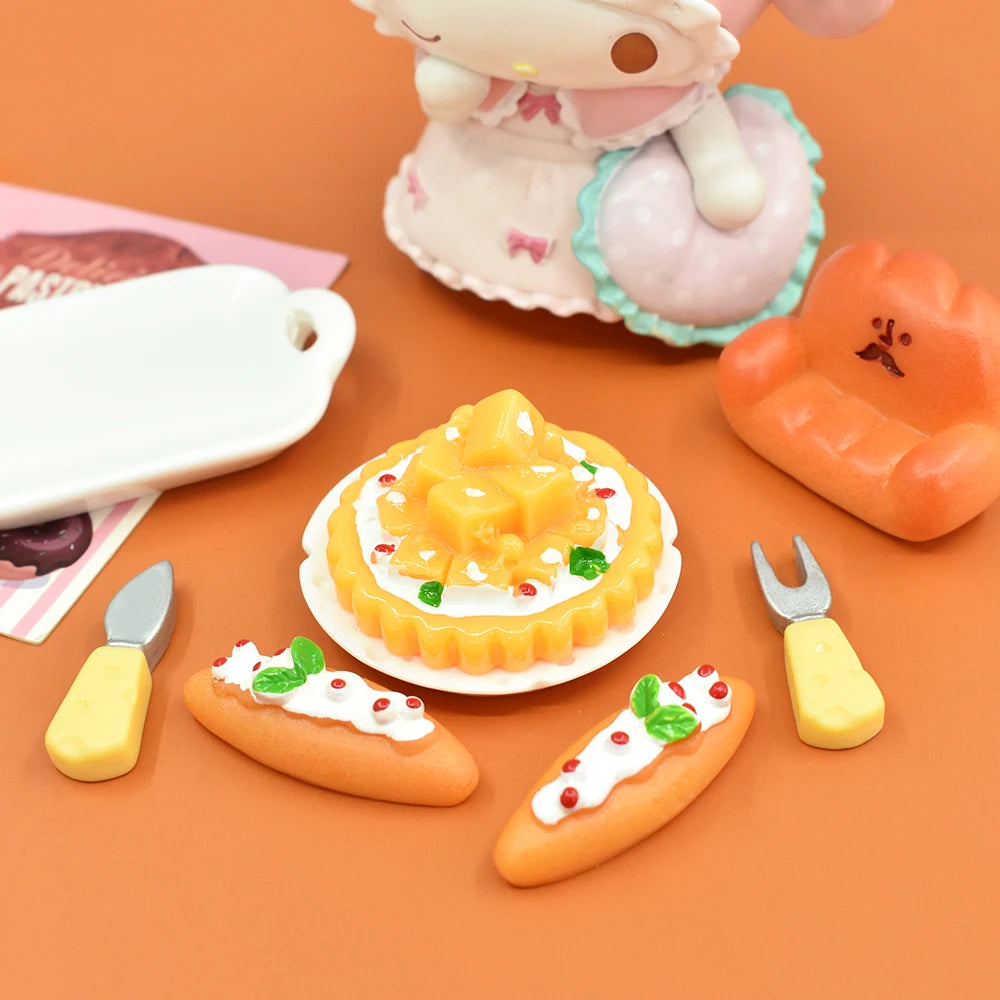 New Cute Bread Resin Flatback Cabochon for Miniature Food Charm DIY Cream Glue Phone Case Decoration