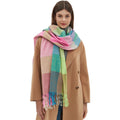 BESTELLA New Plaid Polyester Scarf With Tassels Thickened Rainbow Shawl for Adults for Autumn Winter Direct Manufacturer