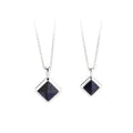Geometric Blue Sand Stone Necklace for Couples 925 Sterling Silver Cross O Link Cable Chain Pendant Couple Necklace