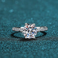 Silver 925 Original 1-2 Carat Round Brilliant Cut Diamond Test Past D Color Moissanite Wedding Ring Sparkling Gemstone Jewelry