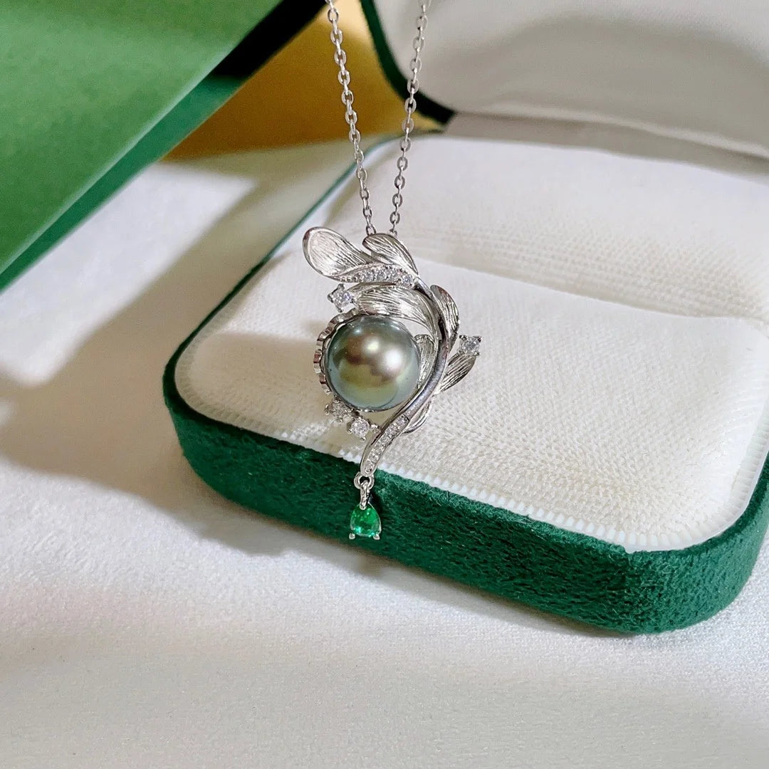 P1594 10-1mm D IY Natural  Freshwater Pearl Charm Pendant Necklace Accessory 925 Sterling Silver Jewelry for Women Without Chain