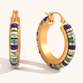 Dingran 2025 Latest Design Natural Stone Bead Hoop Earrings Waterproof Stainless Steel Gold Plated Jewelry