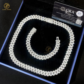 Hip Hop Jewelry 8mm 10mm 12mm 14mm Wide Box Lock Big Heavy Cuban Link Chain Moissanite 925 Sterling Silver Necklace for Men