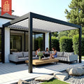 Motorized Bioclimatic Garden Shed with Remote Control Outdoor Kitchen Roof Louvre Arches in Garden Patio Yard Gazebo Pergola