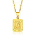 Custom Design Brass Jewelry Fashion Necklace Unisex 18K Gold Plated Z Square Letter Pendant Double Water Wave Chain